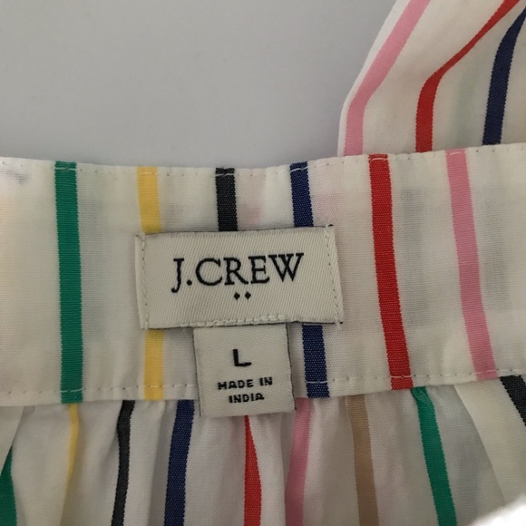 J. Crew Large White Colorful Striped Short Sleeve Peasant Top - Picture 4 of 8